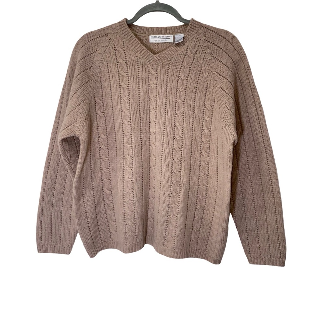 Carolyn Taylor for design wool blend cable knit sweater size L